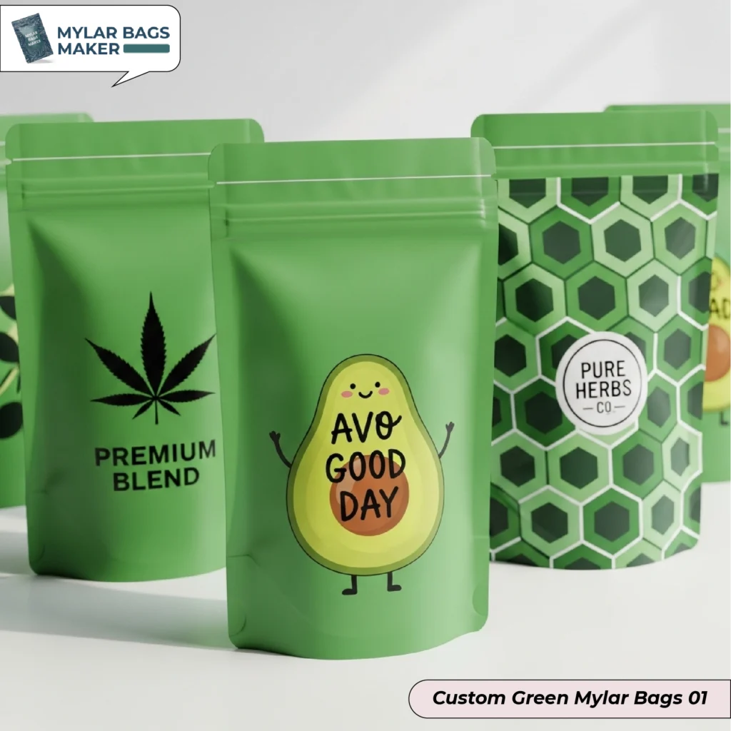 Custom Green Mylar Bags 01