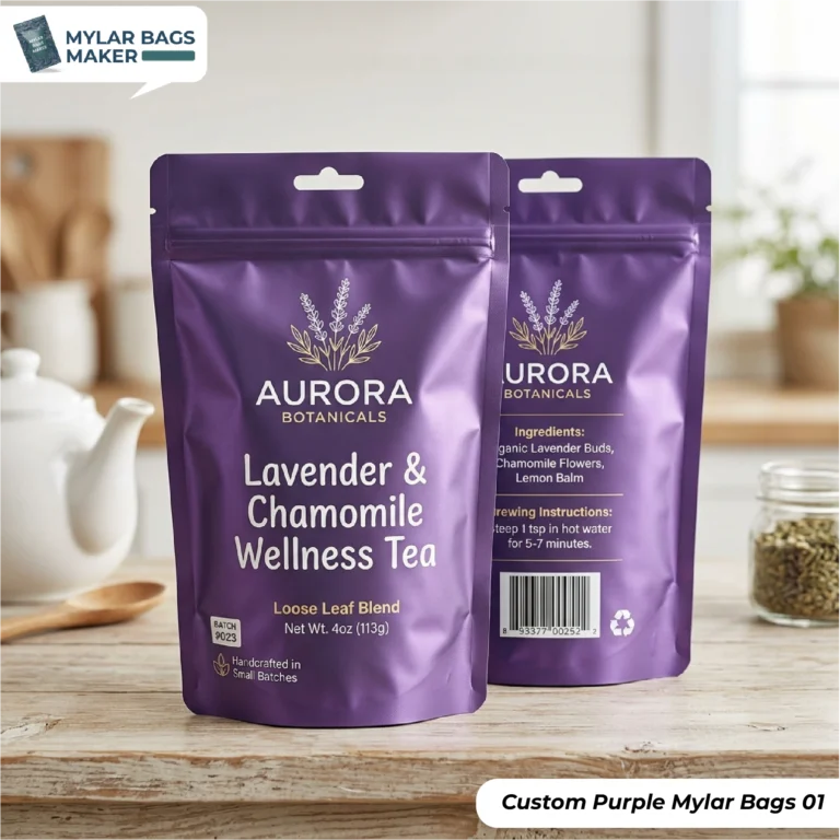 Custom Purple Mylar Bags