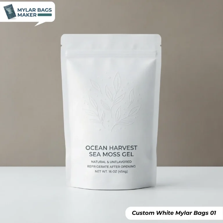 Custom White Mylar Bags